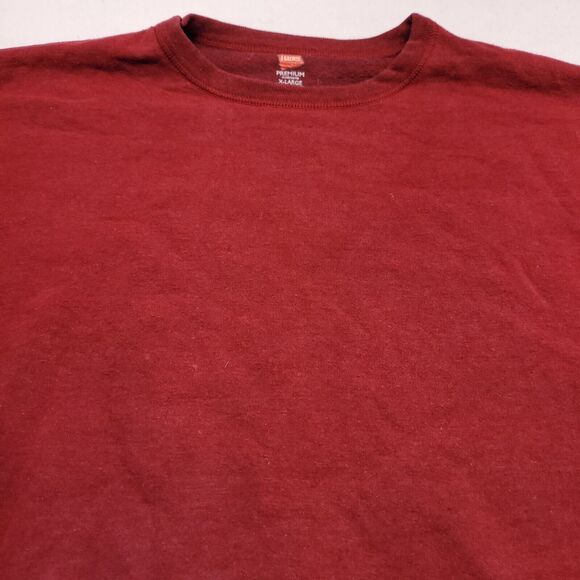 Hanes Casual Long Sleeve Crew Neck T Shirt Adult Mens Size Extra Large XL Red - Picture 1 of 9